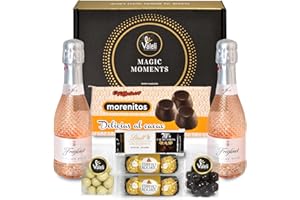 Valeli, Regalo original dia de la madre bombones Ferrero Rocher, chocolat,cava.Regalo original Navidad,San Valentín, Cumpleaños.Cesta delicatessen Estuche gourmet para regalar(ITALIAN ROSÉ)
