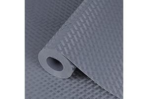 Hersvin 60cmx500cm Tappetino per Cassetti, Tappetini Non-Adesivo Eva Plastica Rotolo Carta per Mensola Cassetto Frigorifero Tavolo Mobile Cucina Lavello Ripiani (Grigio/Incrociato Striscia)