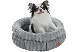 PAWZ Road Cat Bed for Indoor Cats, Washable Round Donut Kitten Bed, Soft Plush Pet Bed with Reversible Cushion and Anti-Slip Bottom for Small Cats,51x51x20cm, Grey