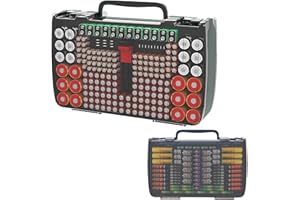 PECIUE 269 Batterien Batteriebox mit Batterietester, Double-Sided Batterie Aufbewahrungsbox, Tasche Hält AA AAA 4A C D Cell 9V 3V Lithium LR44 CR2 CR123 (Grau)