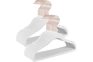 ‎SONGMICS SONGMICS Kinderkleiderbügel, 50er Set Kleiderbügel Kinder, Baby-Kleiderbügel, Bügel Samt, 360° drehbarer Haken in Roségold, platzsparend, rutschfest, für Kleiderschrank, wolkenweiß CRF027W01