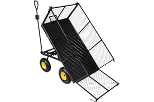 campMax Oversized Garden Carts Wagon, 800 Lbs Capacity Heavy Duty Pullable Gardening Cart Flatbed with Wheels and Removable Sides with Cart Liner, Black