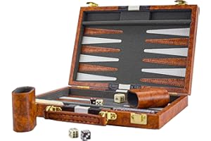 BUCHER&ROSSINI Backgammon Set 11 Inch Classic Back Gammon Suitcase Baggamon Game for Adults Children (Brown, 11 Inches)