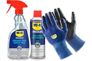 WD-40 Specialist Motorbike – Lote para moto limpia y radiante con Limpiador Total 500Ml + Cera y Brillo 400Ml + Guantes Originales de WD-40