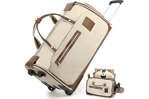TONRUYN 3-i-1 Konvertibel Klädresaväska med hjul för män, vikbar rullväska, Beige färg, 57 x 32 x 30,5 cm