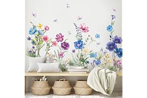SHUCHING Pegatinas de Pared Colorida Flor Silvestre, Vinilos Decorativos Flores, Adhesivos Pared Salon Dormitorio Oficina
