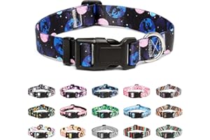 Mercano Adjustable Dog Collar - Special Design Patterns, Soft Nylon Comfortable Durable Pet Collar for Small Medium Large Dogs (S, Night Sky)