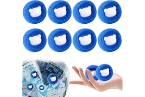 TATUNER Anti Poil Machine à Laver, 8 Pièces Boule Anti Poil, Enleve Poil Animaux Réutilisable, Balle de Lavage, Attrape Poils Machine a Laver pour Vêtements et la Literie (Bleu)