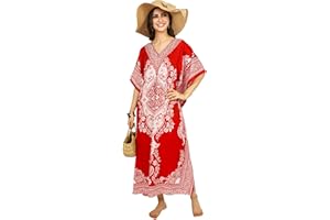 Shah Crafts. Women Kaftan Tunic Kimono Long Maxi Party Dress for Loungewear Holidays Nightwear Beach Cover Up Caftans Free Size