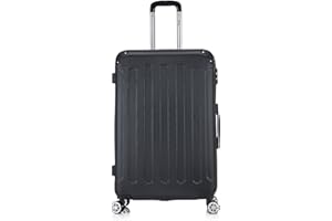 Flexot® Flex-2045 Koffer (16 Farben zur Auswahl) Zwillingsrollen Reisekoffer Trolley Hartschale (XL, Schwarz)