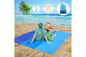 VICTERR Tapis de Plage Imperméable 210X200CM Couverture de Pique-Niques Anti Sable, Pliable Portable Couverture de Plage avec 4 Fixes pour Plage, Pique-Nique, Camping, Voyager, Èvénements en Extérieur(Bleu)