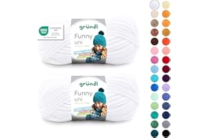 Gründl Wolle Funny uni - weiche Chenille Wolle zum Häkeln - Kuschelig und hautfreundlich - 100% Polyester - 2 Knäuel 100 g / 120 m - Nadelstärke 5-6, Weiß