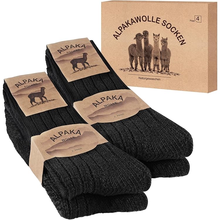 MOUNTREX® Alpaca-sokken, wollen sokken voor dames en heren, wintersokken, warme huissokken, thermosokken, dik, 2 paar, 35-38 EU
