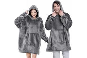 WODENY Hoodie Blanket Ultra Soft Warm Cosy Oversized Sherpa Pullover Wearable Hoodie Sweatshirt Blanket with Big Pocket One Size Fit All Women, Men, Girls, Boys, Friends, Adults, Teens | Unisex