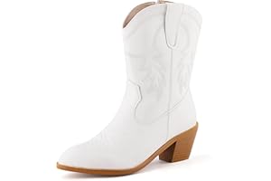 Voviggiw Women Embroidered Cowboy Boots Side Zipper Western Booties Ankle Cowgirl Boots Causal Party