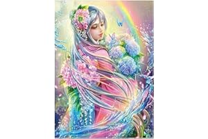 MXJSUA Kit de Bricolaje 5D de pintura de diamante,5D diamond painting, belleza anime de cristal bordado de punto de cruz, lienzo artesanal para decoración de pared,Hada de las flores30x40cm