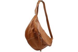 SH Leder Daniela G768 torba na klatkę piersiową z prawdziwej skóry, uniseks, na festiwal, podróż, duża saszetka biodrowa, torebka na ramię, 49 x 28 cm, koniak, Gross