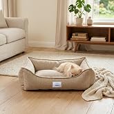 Vanilla Dokuma Kumaş Kedi & K&ouml;pek Yatağı &ndash; &Ccedil;ıkarılabilir İ&ccedil; Minderli, Kaydırmaz Tabanlı, Boncuk Elyaf Dolgulu (Krem, Medium)