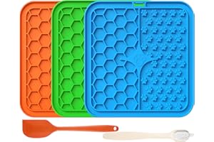 KHLEROX Tapis de Leche Chien avec Ventouses, sans BPA, Soulage l'Anxiété, Gamelle Anti Glouton, pour Chien, Facilite Bain, Toilettage Chien et Dressage, Améliore l’Hygiène Bucco-Dentaire (Lick Mat - 3pcs)