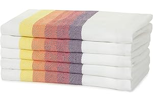 Sticky Toffee 100% Baumwolle Geschirrtücher, Lila/orange Mehrfarbige Herringbone 5 Packung von Küchentüchern | 50 x 70 cm | Lila/orange | Absorbent Restaurant Bar Glasküchentücher