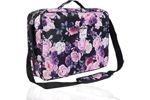 Shulaner 480 Trousse à crayons de couleur pour 480 crayons ou 320 stylos à gel avec fermeture éclair Grande capacité en nylon Pencil Case avec Bandoulière - Rose Violette