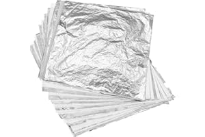 rosenice 100 Stücke Blattgold Silber Bastelpapier für DIY Kunsthandwerk Möbel Dekoration 14x14 cm (Silber)