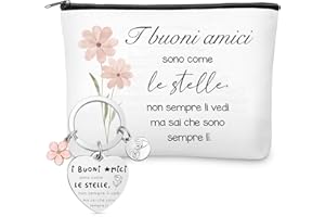 Xuniea 2 Pezzi Regalo di Natale per Amici Inclusi Portachiavi Amico e Borse per Cosmetici Regali di Compleanno per Amici Adatti a Collega e Amici durante la Stagione delle Lauree Natalizie