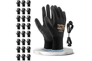 ‎FUZZIO 24 Pairs Ogrifox Polyurethane Coated Work Gloves with Fuzzio Glove Clips