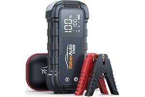 YaberAuto Booster Batterie Voiture 6000A 26800mAh Booster Batterie Moto/Auto (Jusqu’à Tout Gaz ou 12,0 L Diesel) 12V Demarreur Batterie Voiture avec 45W ChargeRapide,Grand Écran LED,Lamp LED