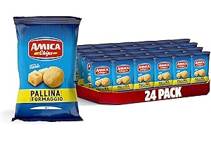 AMICA Chips | Patatine Pallina al Gusto Formaggio, Snack di Mais Cotto al Forno, Senza Glutammato Monosodico, Con Olio di Semi di Girasole, 24 Pezzi x 50 gr