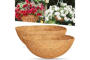 Ousinby Hanging Basket Liner, 2 Pcs Coconut Liners for Planter Basket 16Inch Round Hanging Basket Liners Natural Coco Fiber Replacement Liners for Window Box Planter, Wall Basket (16inch)