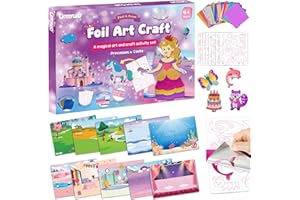 URMYWO Folienspaß Kinder, Prinzessin Foil Art FüR Kinder,Bastelsets FüR MäDchen Alter 3-10,DIY-AktivitäT Kits Reise Spielzeug Weihnachten Geburtstag Ostergeschenke (Mehrfarbig)