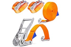 INDUSTRIE PLANET 2 x 5000 kg 12 m Cinghie di Tensione con Cricchetto e Gancio Cinghie di ancoraggio Cinghia di fissaggio 50 mm due parti