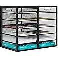PAG 12 Compartments Office Mesh Desk Tidy Organiser,Document/A4 Paper/Letter/Filing Tray Stackable for Office Home School,Black