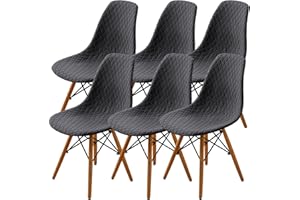 SHENGYIJING Esszimmerstühle Abdeckungen 2/4/6 Stück,Stil Shell Esszimmerstuhl Mid Century Modern Stuhl Sipcover,Gepolsterte Dining Accent Side Stuhlhussen (Grau,6 Pieces)