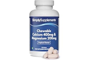 ‎SIMPLY SUPPLEMENTS Kalzium 400mg & Magnesium 200mg - Zitronengeschmack - 120 Kautabletten - geeignet für Veganer - Versorgung für 4 Monate - SimplySupplements
