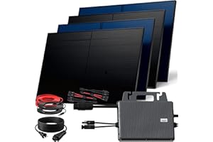 SUNNIVA® 2000W Balkonkraftwerk BIFAZIAL FULLBLACK komplett Steckdose TSUN 800W Wechselrichter, PV Solaranlage, 4x 500W Glas-Glas Solarmodule, inkl. 5m Kabel, Bluetooth WIFI, Komplettset