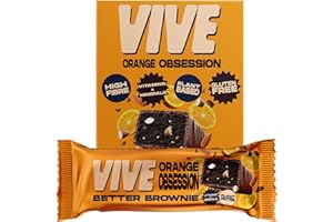 Vive Better Brownie Chocolate Orange with Immunity Vitamins - Low Calorie Vegan Treat - Healthy Protein Snack - Pack of 15