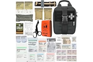 ‎RHINO RESCUE RHINO RESCUE IFAK, Erste-Hilfe-Kit, Trauma Notfallversorgung taktische mit Gaze und Bandage für Jagd, Camping, Reisen (Schwarz PRO)