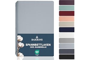 BARBONS Sábana Bajera 120x190 / 200 Ajustable 100% Algodón Premium para Colchón Cama Individual Plus Piazza e Mezz Funda hasta 25 cm Certificado Oeko-Tex Sábanas King Size Azul 120 x 190/200 cm