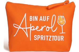MEJOSER Aperol Geschenk Kosmetiktasche Kulturtasche Federmäppchen Lustig Geschenke zum Geburtstag Weihnachten JGA für Damen Herren Make Up Tasche Reise Schminktasche (Orange)