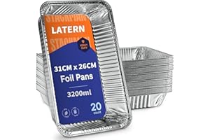 LATERN 20 Stück Große Backbleche aus Aluminiumfolie, 31 x 26 x 5CM Einweg Bräter Backofen Gefrierfach Kochen Backen Grillpfannen zum Party-Essen servieren Aufbewahrung zum Mitnehmen Catering-Container