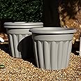 Wham 3x 50cm Vista Plastic Planter, Round Garden Plant Pot, Large Floor Pot (50cm, 42L, Pack of 3) Indoor/Outdoor, Made in UK (Upcycle Grey)