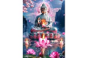 CEOVR Peinture Diamant Adulte Bouddha et Lotus 5D Diamond Painting Complet,DIY Painting Diamant,Bouddha Diamant Kit Adulte 30x40 cm
