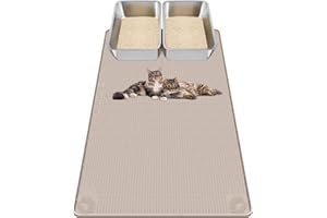 Kalolary Extra Große Katzenstreu matte – Katzennapf Silikon Streumatte zur Streu-Kontrolle, weich für Katzenpfoten, wasserdicht & leicht zu reinigen (Khaki, 101 x 71 cm)
