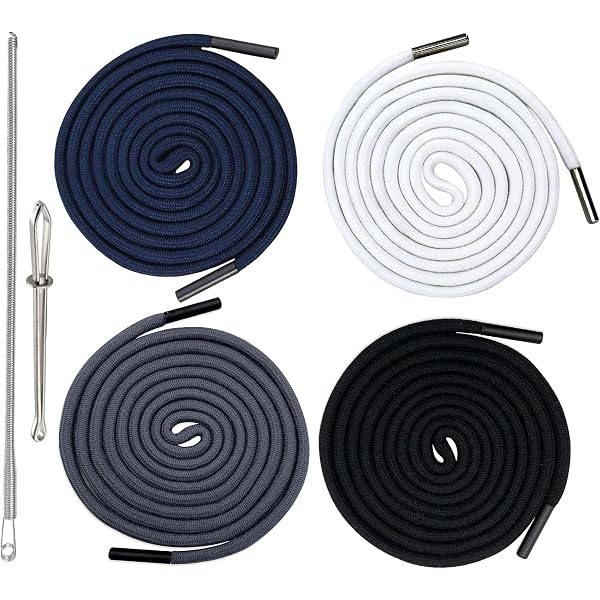 3 Kordeln Für Jogginghose – 160 Cm Lang, 5 Mm Breit, In Weiß, Schwarz, Blau, Mit 2 Nadeleinfädler, Für Hoodies, Badehosen & Rucksäcke