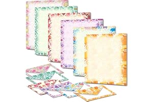 ANZON MORIES Vintage Morris 2 Papier de papeterie (ligné) 48 PC et enveloppes 24 PC, Poids lourd Lettre d’écriture florale Stationnaire, imprimable, imprimée des deux côtés, taille de la lettre américaine