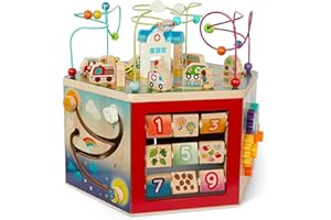 Battat – Wooden Activity Cube – City – Themed Activity Center – Educational Toys – Wooden Toys For Toddlers And Kids – 1 year +