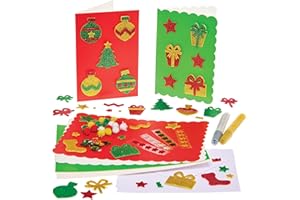 Baker Ross FX892 Kit de fabrication de cartes de Noël - 1 kit, fabrication et décoration de cartes de Noël pour les enfants