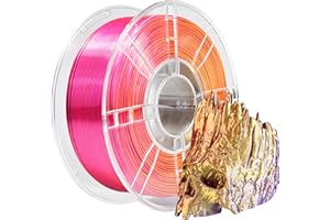 iBOSS Trójkolorowy filament PLA+ z jedwabiu, 1,75 mm, filament do drukarki 3D, PLA Plus +/-0,02 mm, 1 kg/szpulka, powierzchnia o wysokim połysku, jedwab, czerwony, złoty i fioletowy